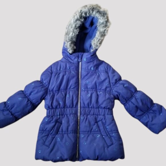 PROTECTION SYSTEM Blue Heart Print Winter Parka Jacket Girls Size 2T - Picture 5 of 6
